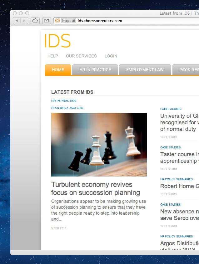 Screenshot of the IDS homepage