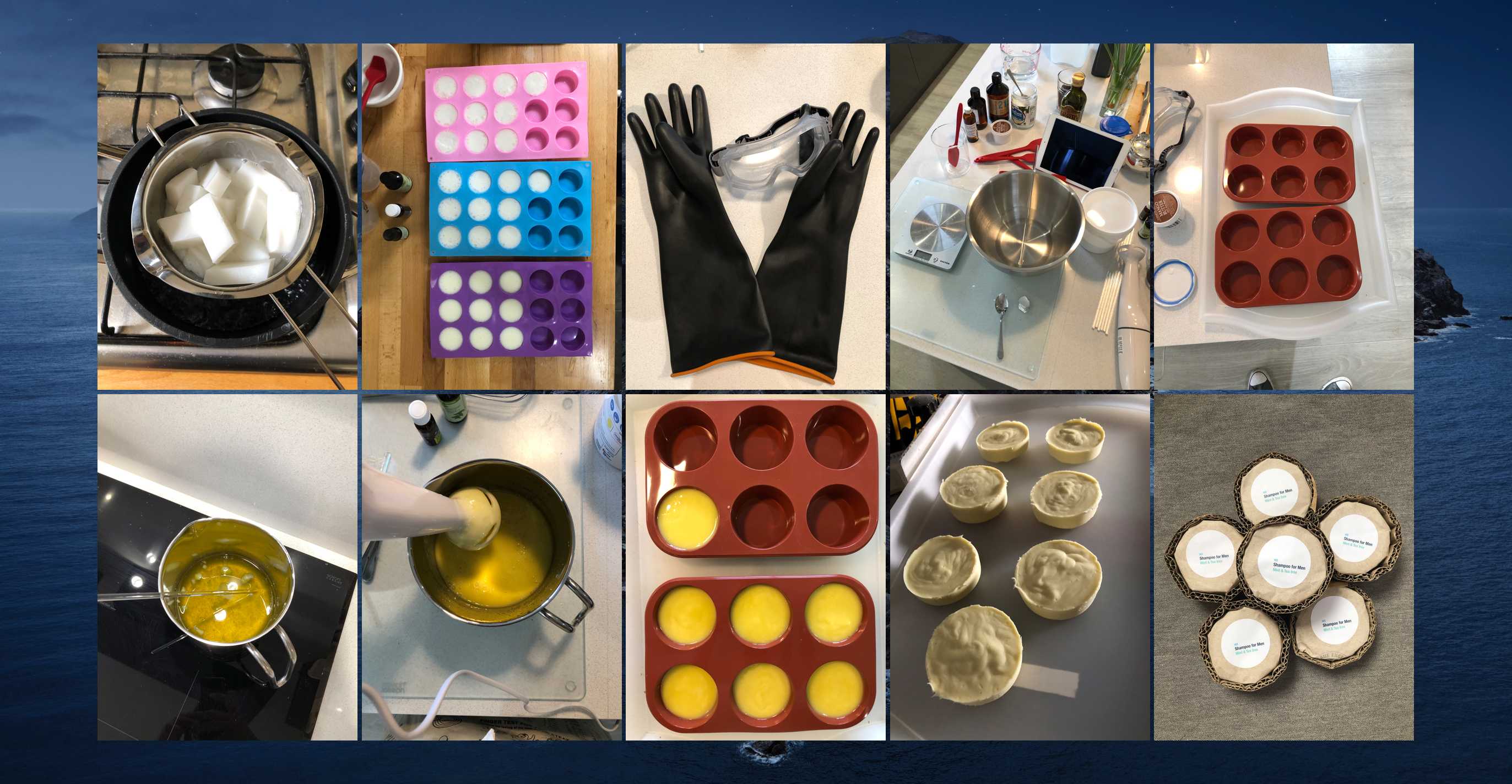 Photos of various stages of the product development process