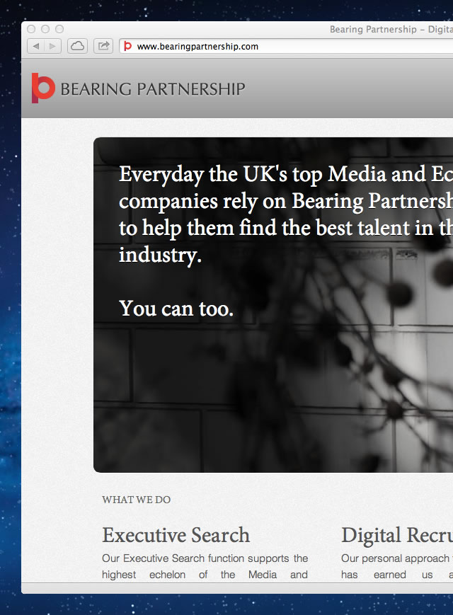 Screenshot of the Bearing Partnership homepage